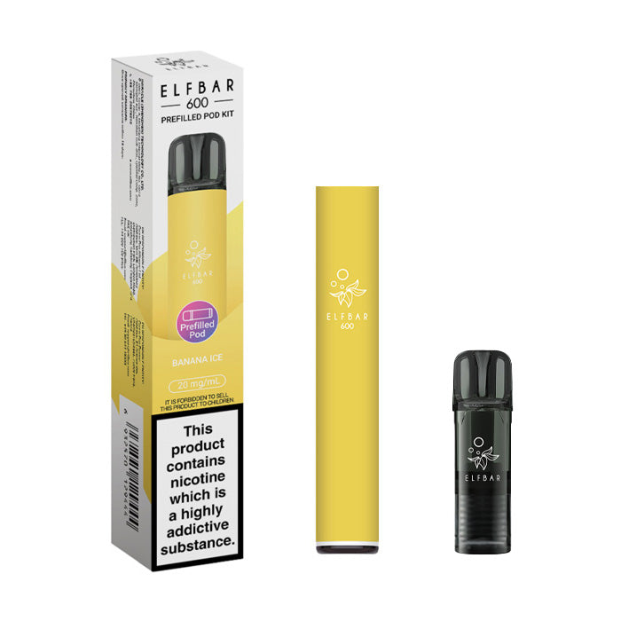 Banana Ice Elf Bar 600 Pre-filled Pod Kit and Box