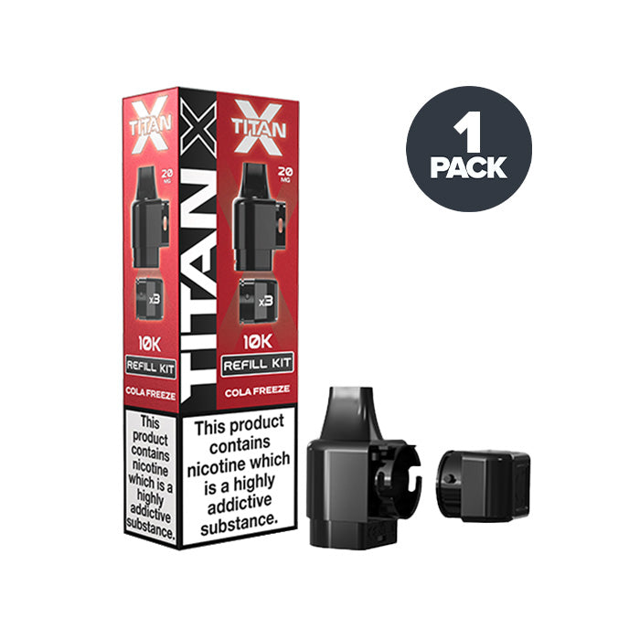 Cola Freeze Titan X Prefilled Pods on a white background