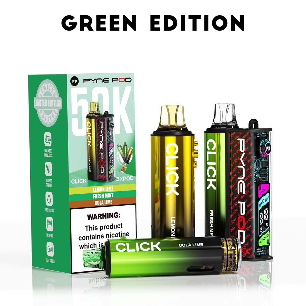 Pyne Pod Click 50K Green Edition (3 Flavours) My Vapery UK Pyne Pod Click 50K Green Edition (3 Flavours) My Vapery UK