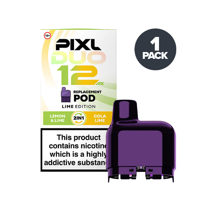 Lime Edition Pixl Duo 12 Prefilled Pods on a white background