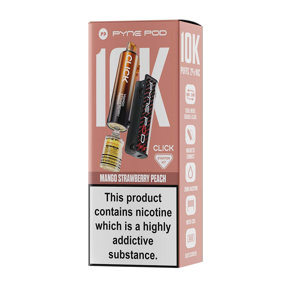 Pyne Pod Click 10K Mango Strawberry Peach Starter Kit