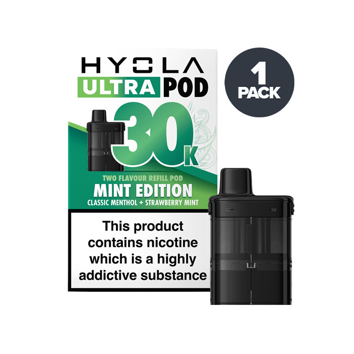 Mint Edition Hyola Ultra 30K Prefilled Pod and Box on a white background