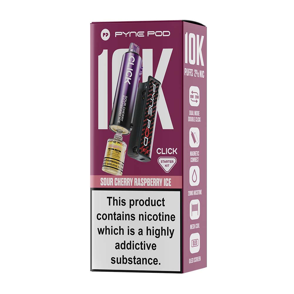 Pyne Pod Click 10K Sour Cherry Raspberry Ice Starter Kit