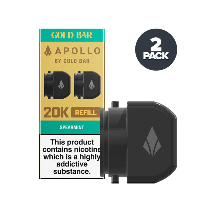 Gold Bar Apollo Tank & Refill Vape Pod - Spearmint My Vapery UK Gold Bar Apollo Tank & Refill Vape Pod - Spearmint My Vapery UK