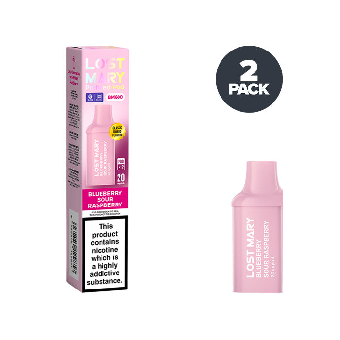 Blueberry Sour Raspberry Lost Mary BM600 Prefilled Pod and Box