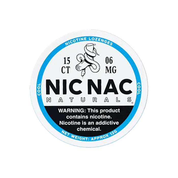 Closed can of Nic Nac Cool 6mg Nicotine Lozenges