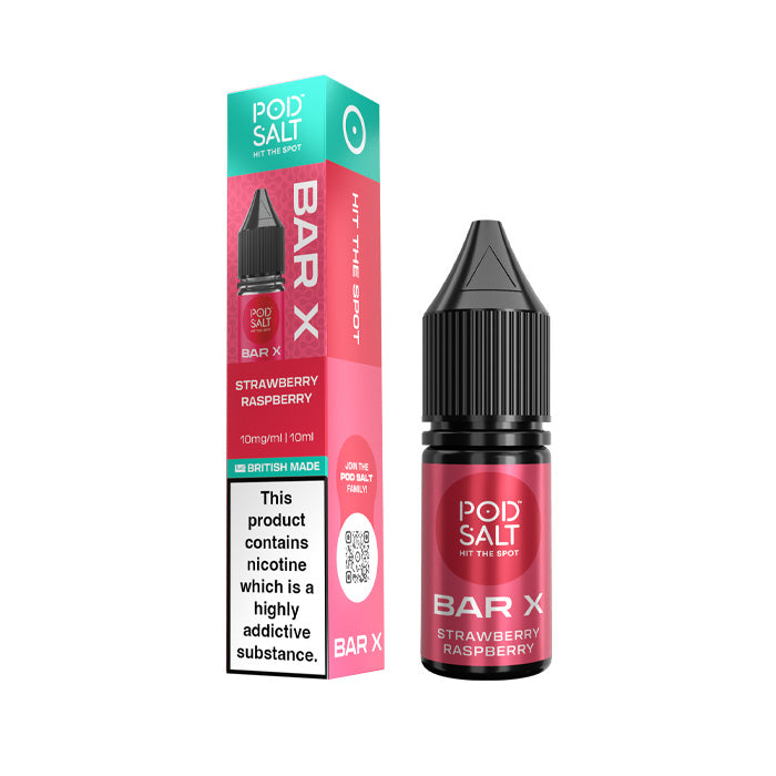 Strawberry Raspberry Pod Salt Bar X Nic Salt Bottle and Box