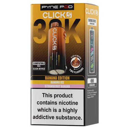 Pyme Pod Clicks 30K packaging with nicotine warning on a white background