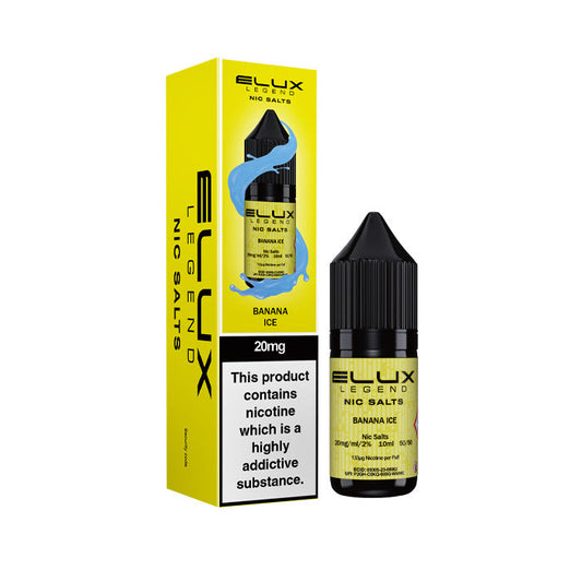 Banana Ice Elux  Nic Salt Bottle and Box