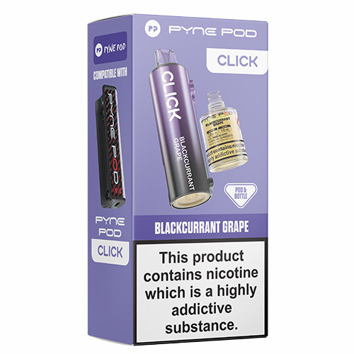 Pyne Pod Click Blackcurrant Grape packaging on a white background