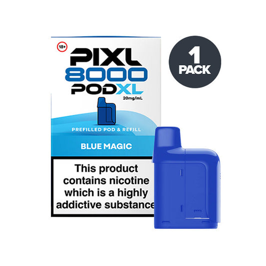 Blue Magic PIXL 8000 Prefilled Pods on a white background