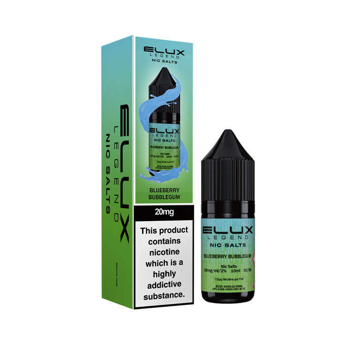 Blueberry Bubblegum Elux  Nic Salt Bottle and Box