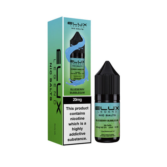Blueberry Bubblegum Elux  Nic Salt Bottle and Box