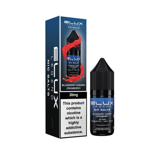 Blueberry Cherry Cranberry Elux  Nic Salt Bottle and Box