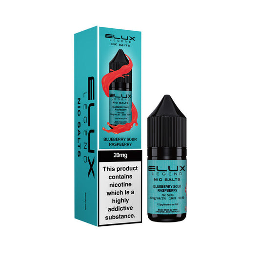 Blueberry Sour Raspberry Elux  Nic Salt Bottle and Box
