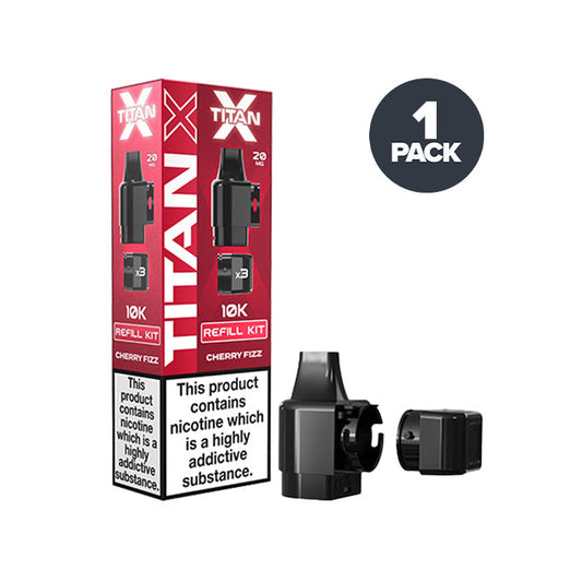 Cherry Fizz Titan X Prefilled Pods on a white background