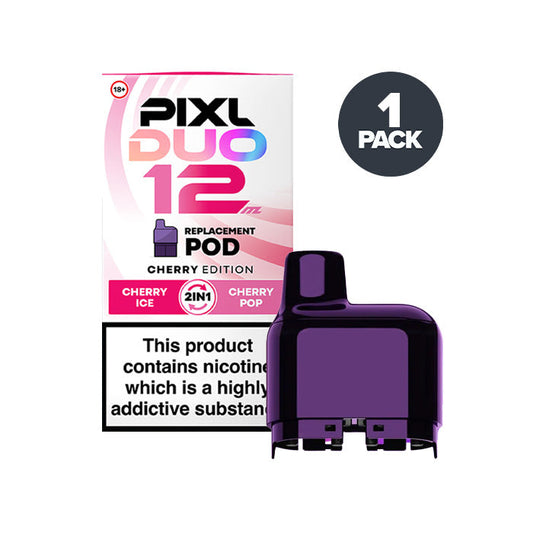 Cherry Edition Pixl Duo 12 Prefilled Pods on a white background