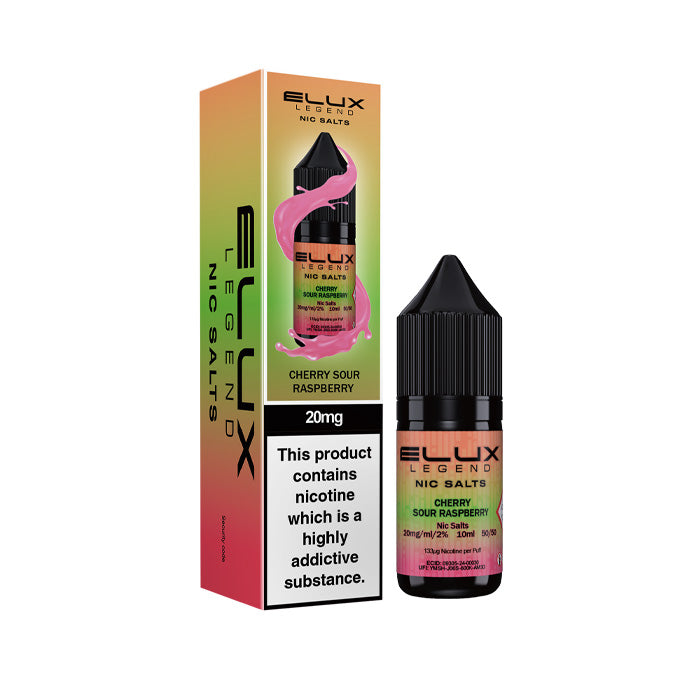 Cherry Sour Raspberry Elux  Nic Salt Bottle and Box