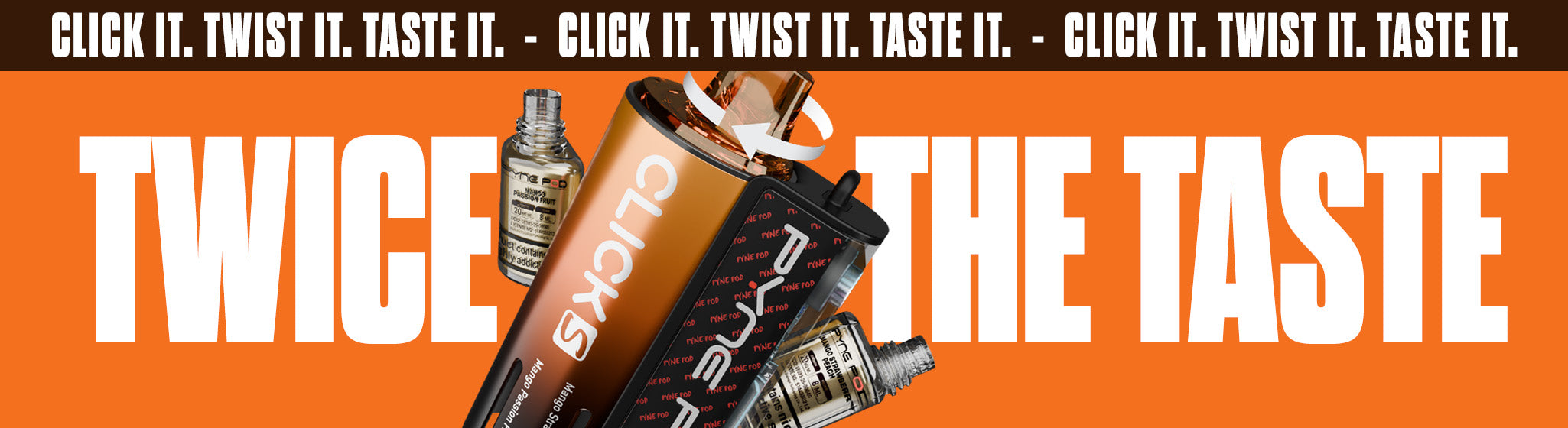 Pyne Pod Click S 30K vape kit on an orange background