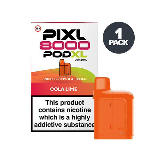 Cola Lime PIXL 8000 Prefilled Pods on a white background