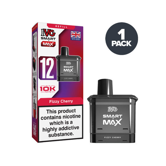 Fizzy Cherry IVG Smart Max Prefilled Pod and Box on a white background