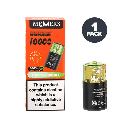 Fresh Mint Memers Wukong V10000 Prefilled Pod and Box on a white background