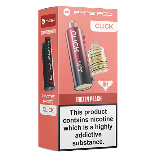 Pyne Pod packaging for Frozen Peach flavor on a white background