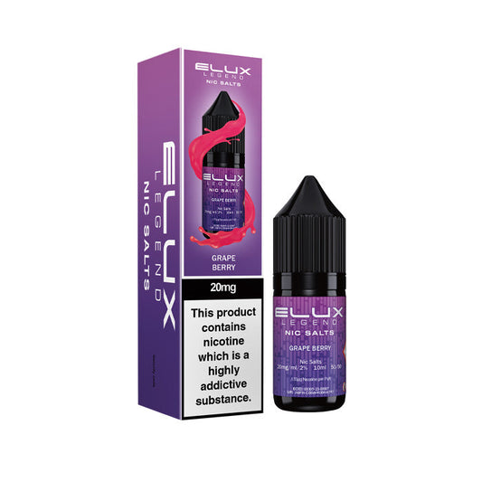 Grape Berry Elux  Nic Salt Bottle and Box