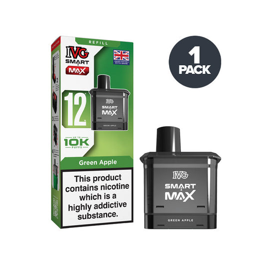 Green Apple IVG Smart Max Prefilled Pod and Box on a white background