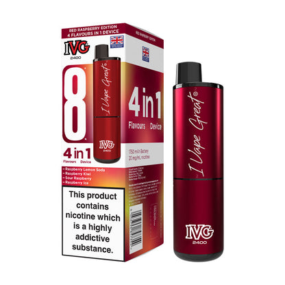 IVG 2400 Rechargeable Vape Kit Red Raspberry Edition