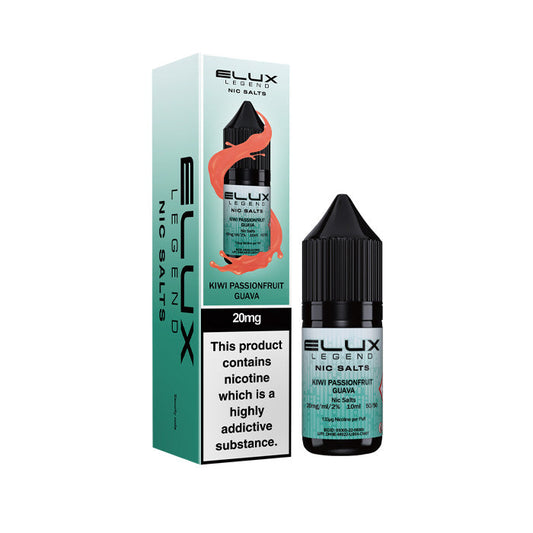 Kiwi Passionfruit Guava Elux  Nic Salt Bottle and Box