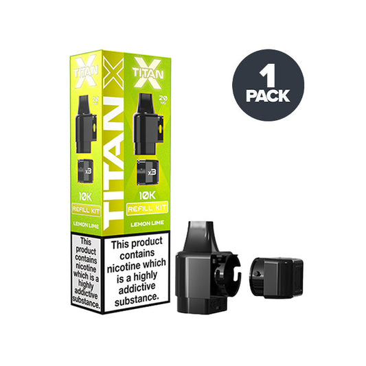Lemon Lime Titan X Prefilled Pods on a white background