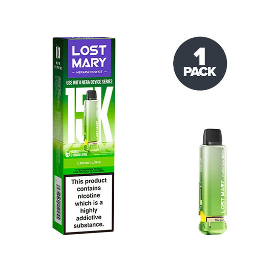 Lemon Lime Lost Mary Nera 15K Pre-filled Pods on a white background