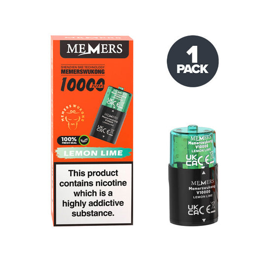 Lemon Lime Memers Wukong V10000 Prefilled Pod and Box on a white background