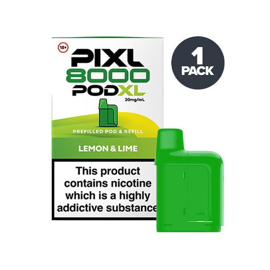 Lemon & Lime PIXL 8000 Prefilled Pods on a white background