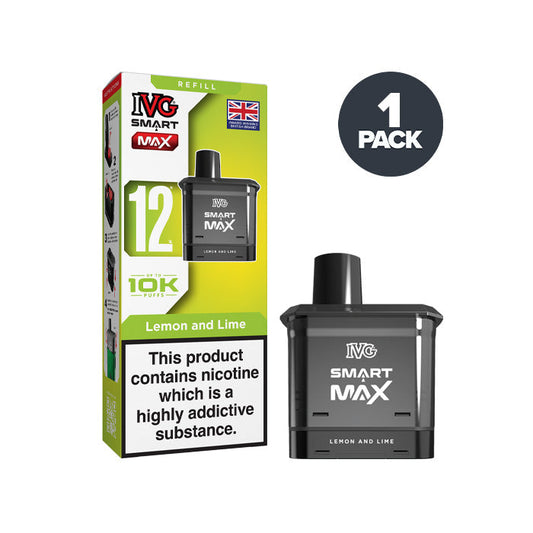 Lemon and Lime IVG Smart Max Prefilled Pod and Box on a white background
