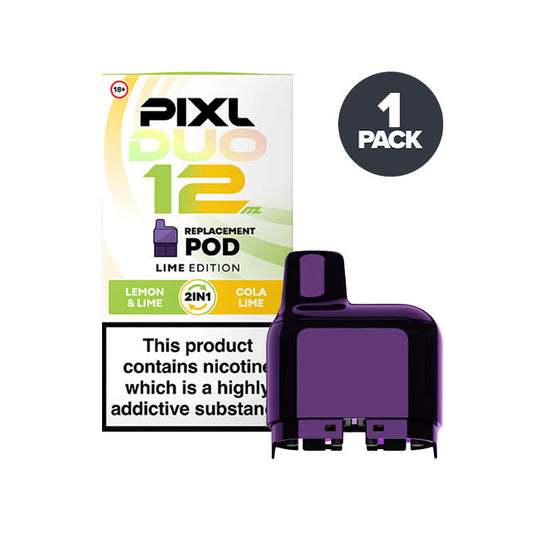 Lime Edition Pixl Duo 12 Prefilled Pods on a white background
