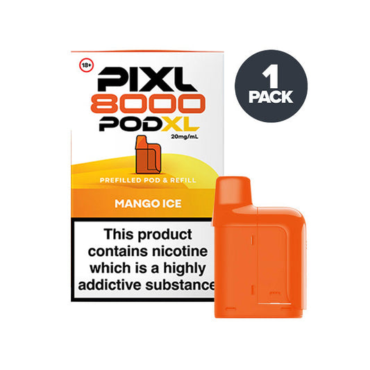 Mango Ice PIXL 8000 Prefilled Pods on a white background