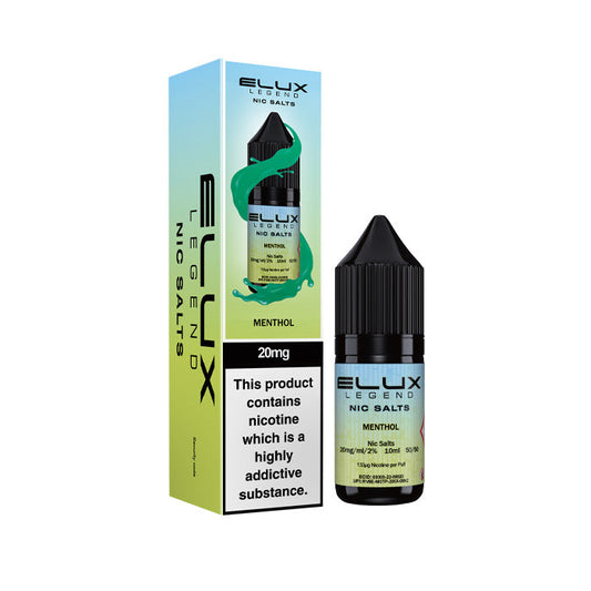 Menthol Elux  Nic Salt Bottle and Box