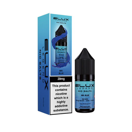 Mr Blue Elux  Nic Salt Bottle and Box