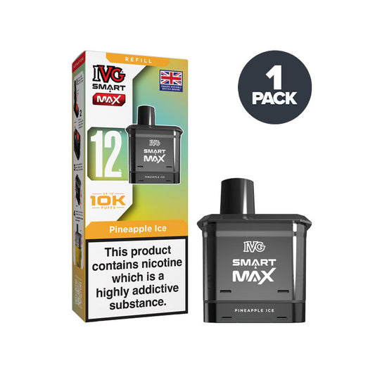 Pineapple Ice IVG Smart Max Prefilled Pod and Box on a white background