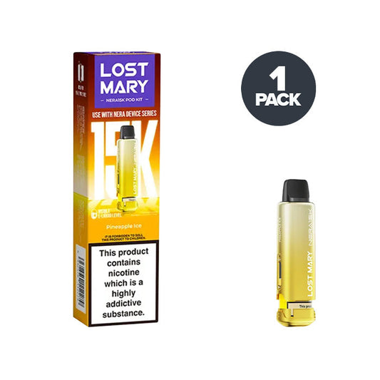 Pineapple Ice Lost Mary Nera 15K Pre-filled Pods on a white background
