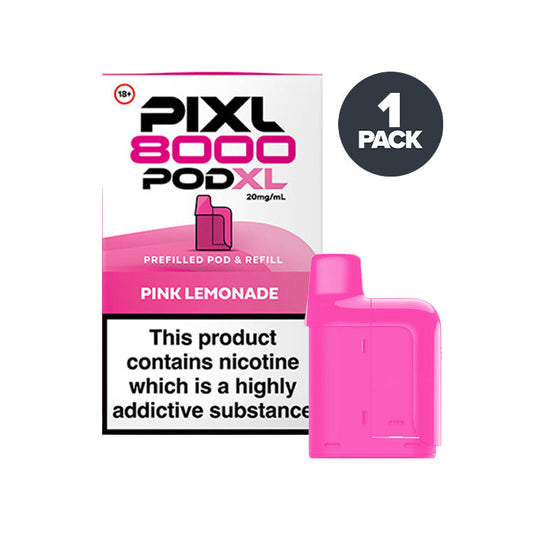 Pink Lemonade PIXL 8000 Prefilled Pods on a white background