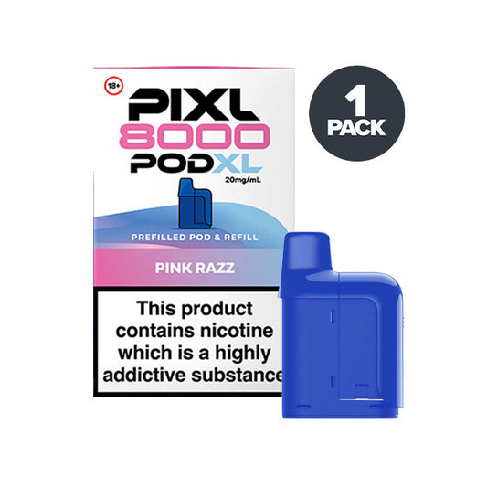 Pink Razz PIXL 8000 Prefilled Pods on a white background