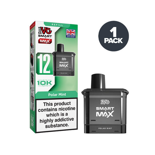 Polar Mint IVG Smart Max Prefilled Pod and Box on a white background