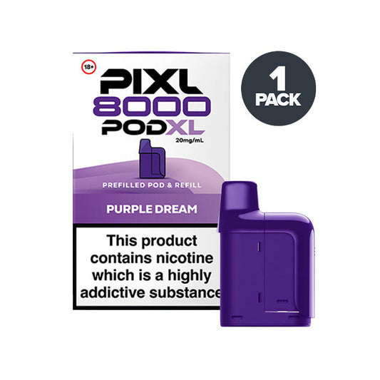Purple Dream PIXL 8000 Prefilled Pods on a white background