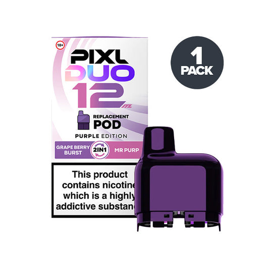 Purple Edition Pixl Duo 12 Prefilled Pods on a white background
