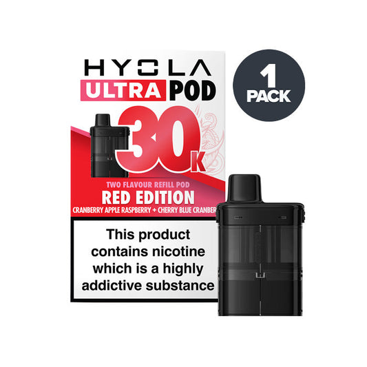 Red Edition Hyola Ultra 30K Prefilled Pod and Box on a white background