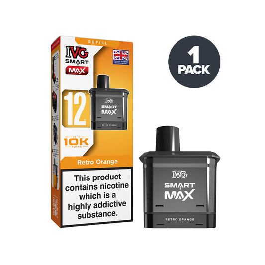 Retro Orange IVG Smart Max Prefilled Pod and Box on a white background