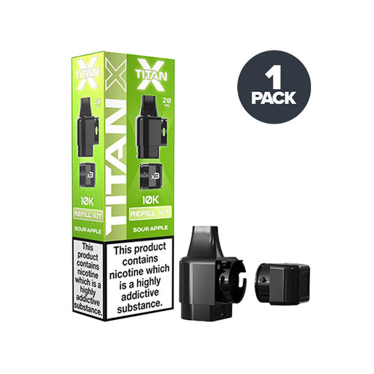 Sour Apple Titan X Prefilled Pods on a white background